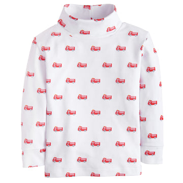 printed turtleneck with red fire trucks, Little English classic boy's turtleneck