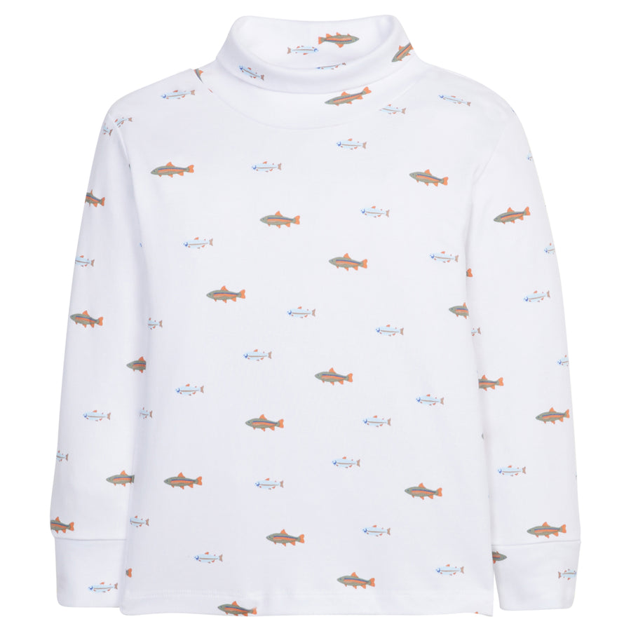 printed turtleneck with multicolored fish, Little English classic boy's turtleneck