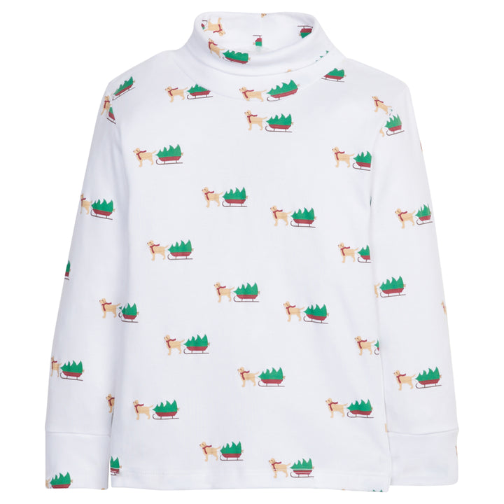 Little English traditional children's clothing, printed turtleneck in holiday lab print