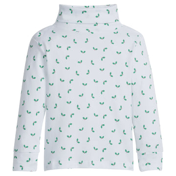 Little English classic children's clothing, holly printed turtleneck for the holidays