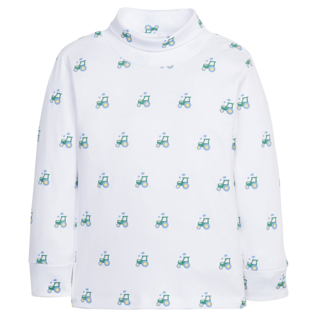 printed turtleneck with blue and green tractors , Little English classic boy&