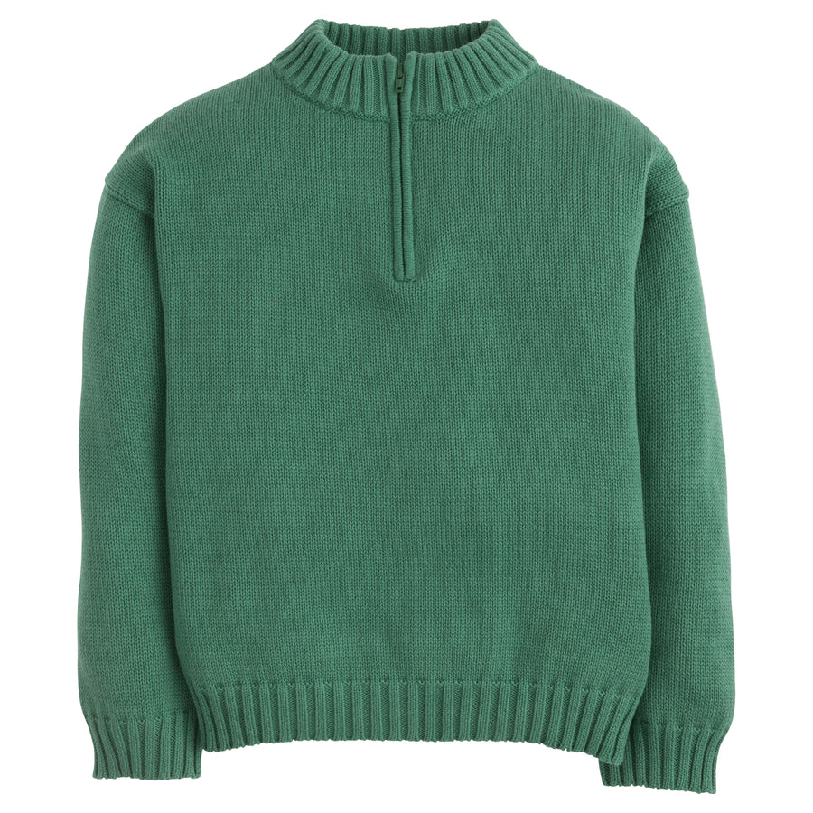 Little English classic childrens clothing boys hunter green quarter zip sweater