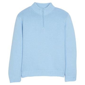 Little English traditional children's clothing, quarter zip sweater in light blue 