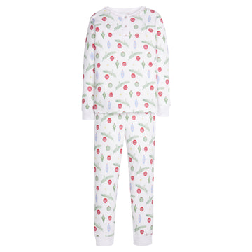 Little English Classic Ruffled Printed Pajamas with ornament print for little girl