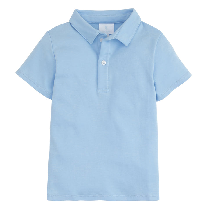 Little English classic boy's polo for spring, traditional short sleeve soft cotton polo in light blue