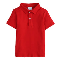 Little English classic boy's polo for spring, traditional short sleeve soft cotton polo in red