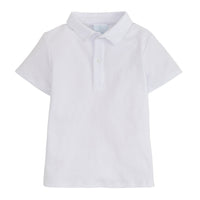 Little English classic boy's polo for spring, traditional short sleeve soft cotton polo in white