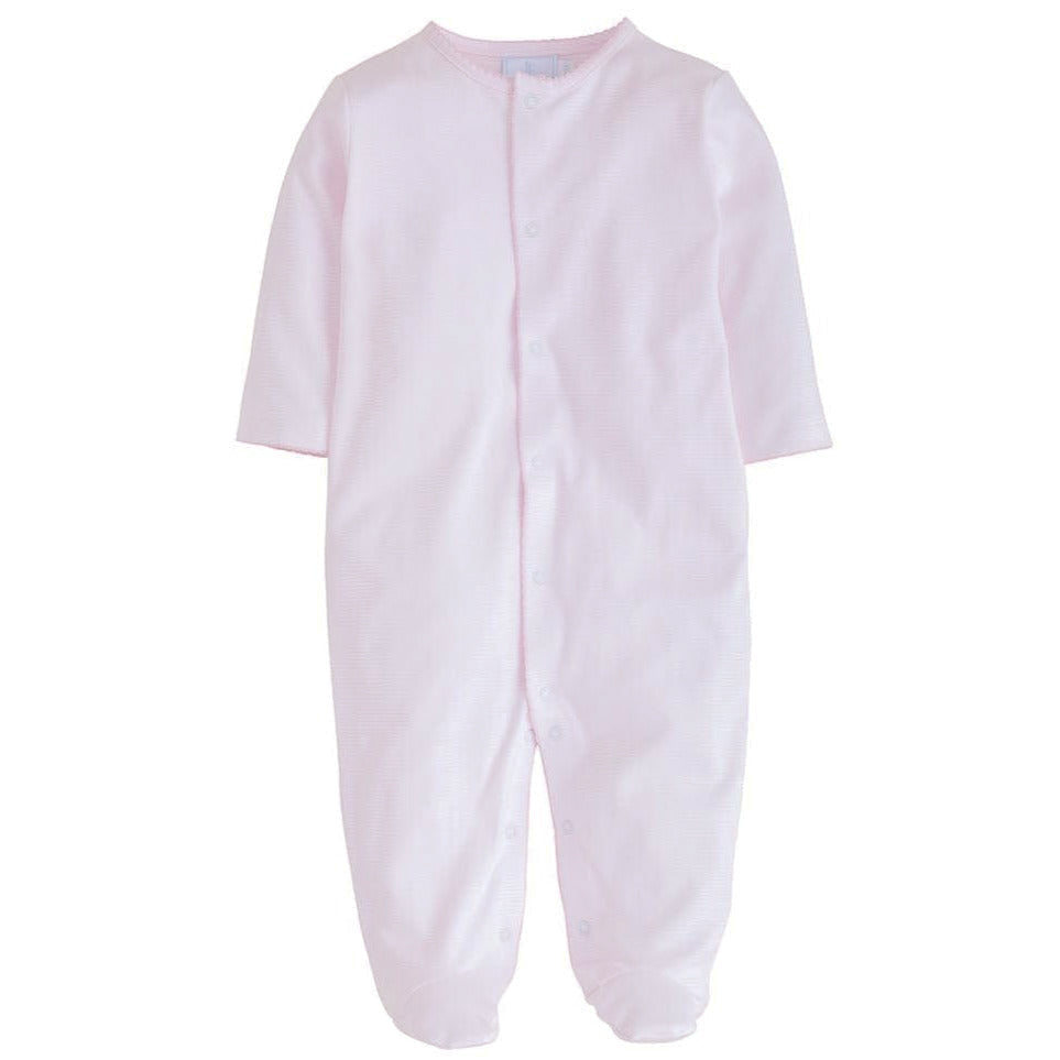 classic baby girl clothes girls pink striped footie with front button closures and pink pique thread detailing