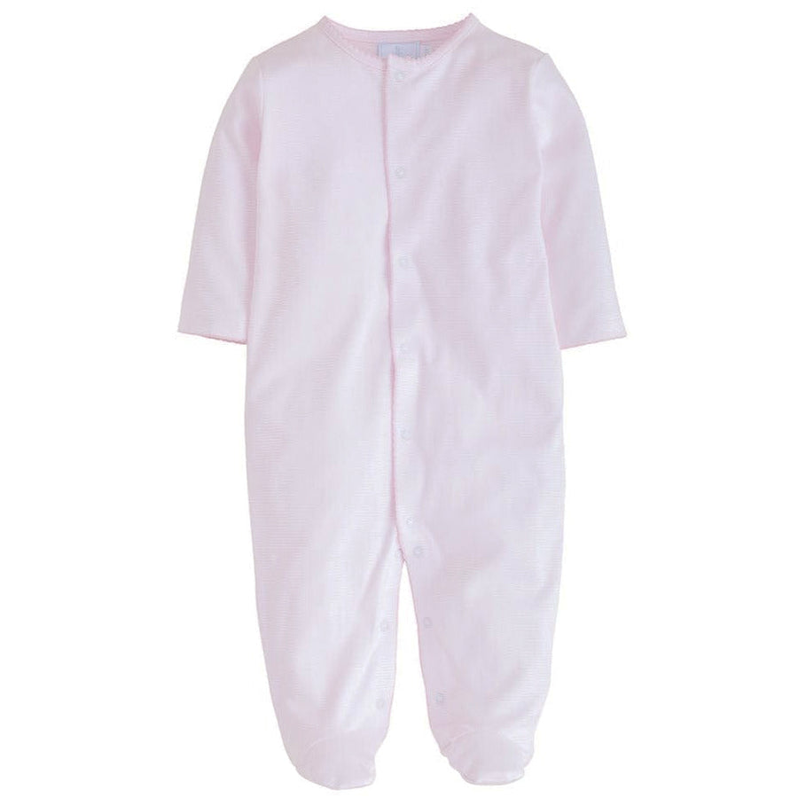 classic baby girl clothes girls pink striped footie with front button closures and pink pique thread detailing