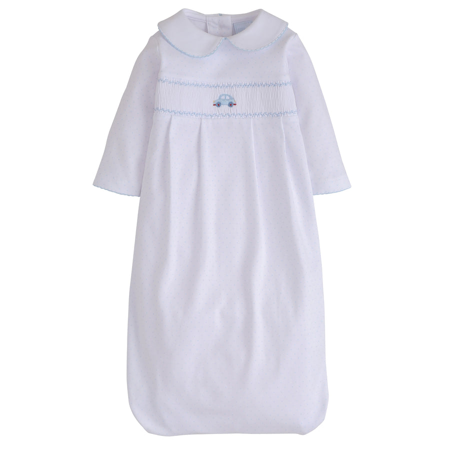 Little English traditional children's clothing, Boy's Gown With Car Smocking on chest