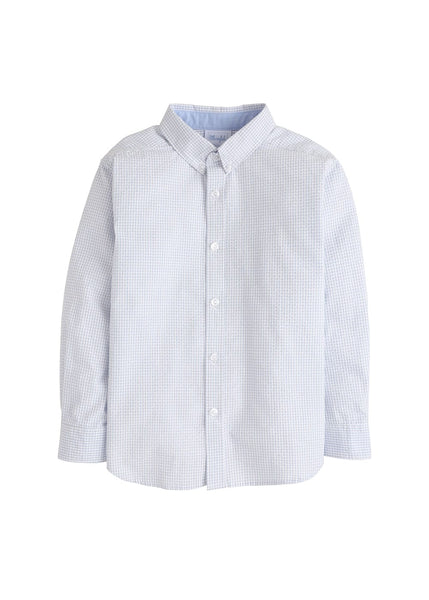 Button Down Shirt - Light Blue Seersucker Gingham