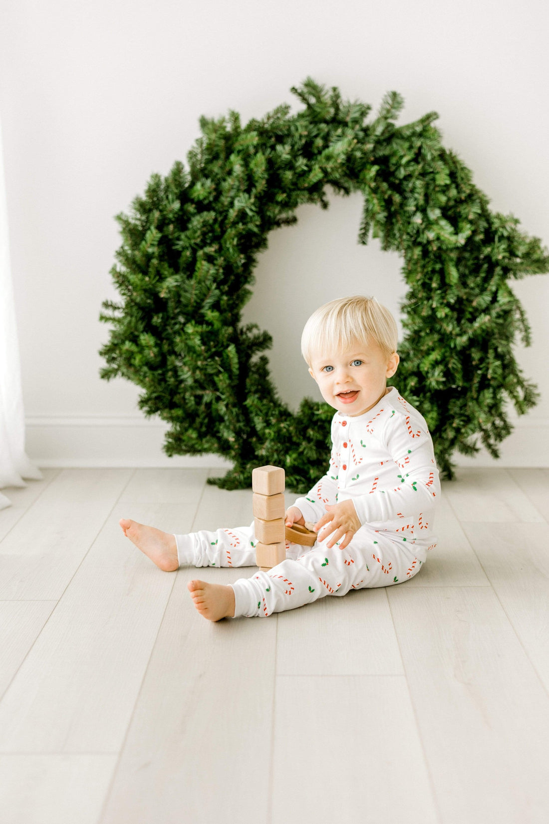 Little English traditional holiday jammies, candy cane Christmas jammies for boy