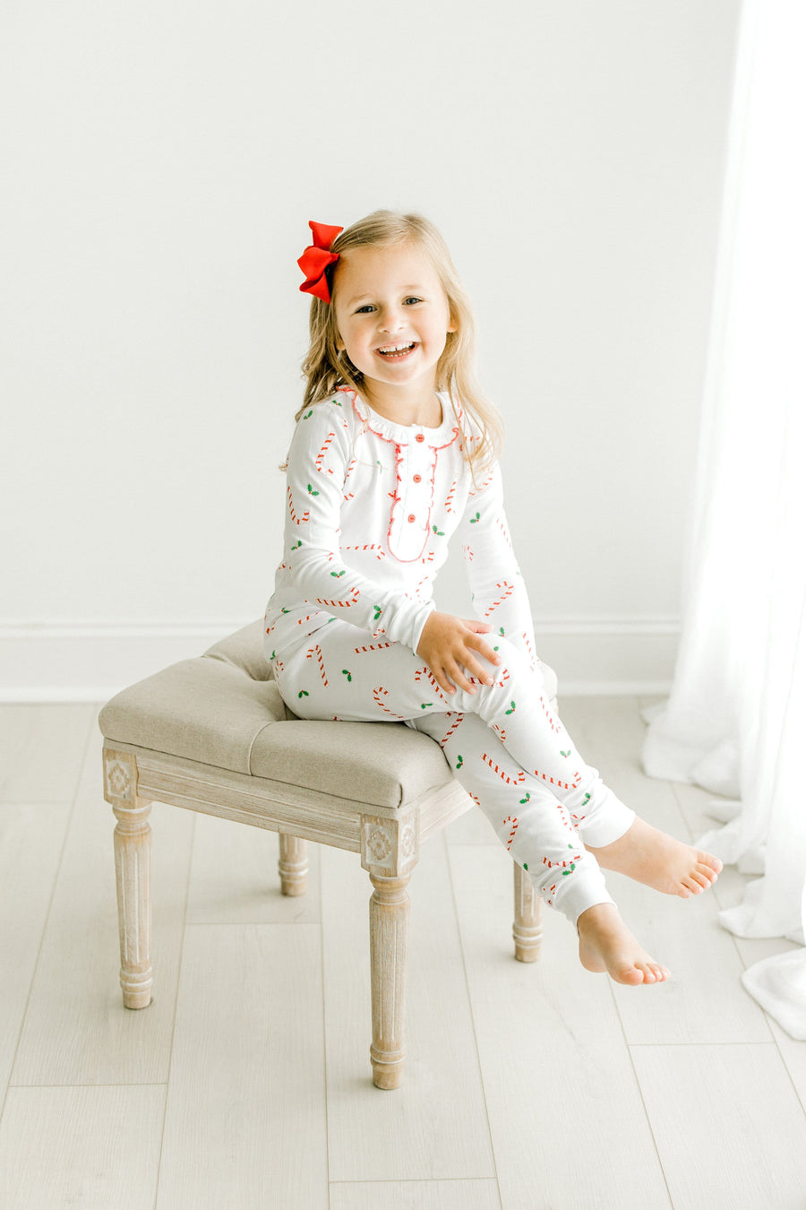 Little English traditional holiday jammies, candy cane Christmas jammies for girl