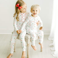 Little English traditional holiday jammies, candy cane Christmas jammies for boy